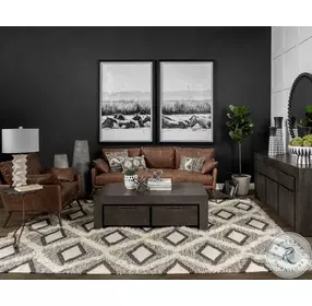 Pinera Irregular Black Slate And Silver Iron Accent Table