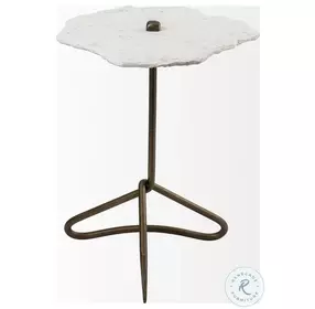 Pinera Irregular White Marble And Gold Metal Accent Table