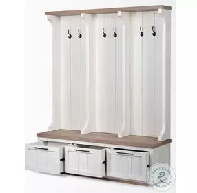 Fairview White And Brown Wood Storage Hall Tree
