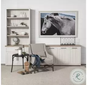 Fairview Brown Solid Wood And White 4 Cabinet Door Sideboard