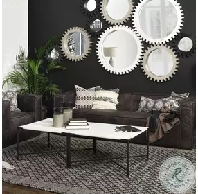 Lucas White Marble And Black Metal Coffee Table