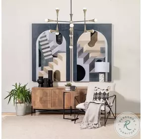 Ballatine Brown Wood And Black Metal Round Accent Table