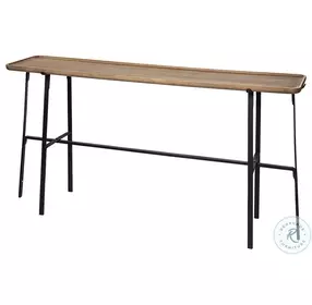 Helios Brown Solid Wood And Black Metal Rectangular Console Table