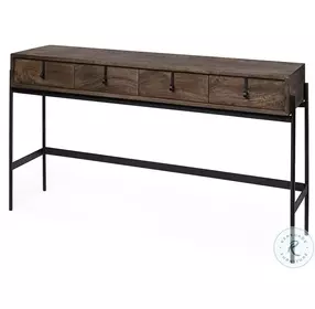 Glenn Dark Brown Wood And Black Iron Console Table