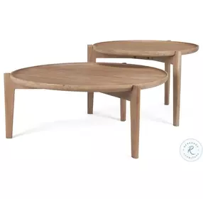 Cleaver Brown Solid Wood Round Occasional Table Set