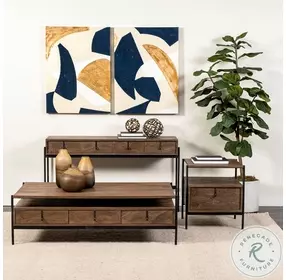 Glenn Dark Brown Wood And Black Iron Console Table