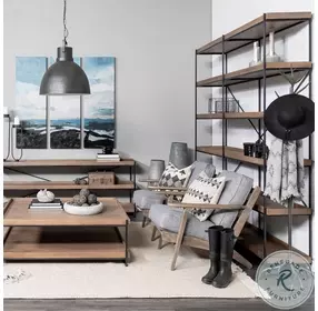 Trey Medium Brown Wood And Iron 5 Tray Shelf Shelving Unit