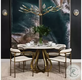 Parker Cream Fabric And Gold Metal Dining Chair