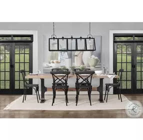 Araxi Brown Solid Wood And Black Metal Rectangular Dining Table