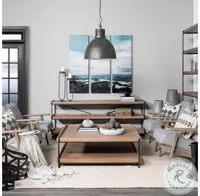 Trey Medium Brown Solid Wood And Black Metal Console Table