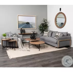 Helios Brown Solid Wood And Black Metal Nesting Side Table Set Of 2