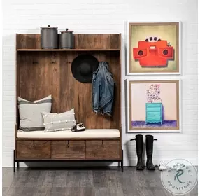 Glenn Cream Fabric And Dark Brown Wood Hall Tree