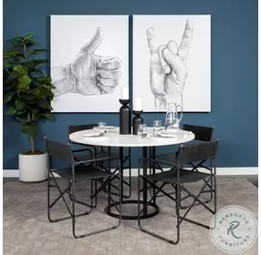 Tanner White Marble And Matte Black Metal Round Dining Table
