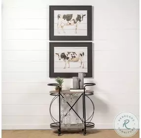 Marlon Black 2 Tier Shelves Bar Cart