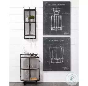 Saluti Black Cage Frame Oval Bar Cart