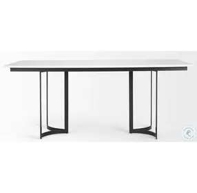 Tanner White Marble And Matte Black Metal Rectangular Dining Table