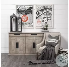 Braxton Natural Brown Solid Wood 6 Door Sideboard