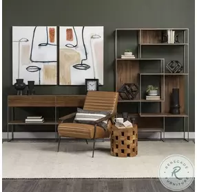 Morris Brown Wood And Silver Metal 6 Shelf Shelving Unit