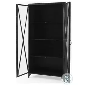 Poppy Black Metal And Glass Door Display Cabinet