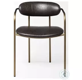 Parker Brown Faux Leather And Gold Metal Dining Chair