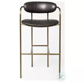 Parker Brown Faux Leather And Gold Metal Bar Stool