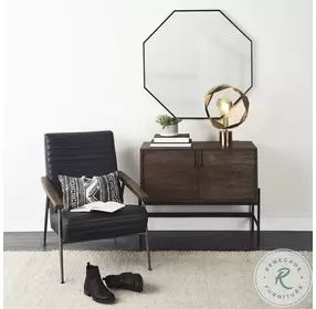 Glenn Dark Brown Wood And Black Iron 2 Door Accent Cabinet