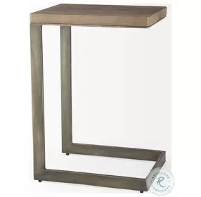 Faye Medium Brown Wood And Antique Nickel Metal C Side Table