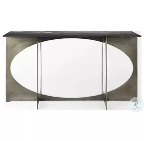 Reinhold Black Marble And Iron Console Table