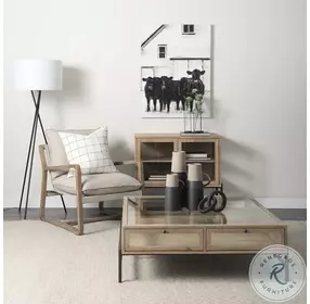 Arelius Light Brown Wood And Black Metal 2 Glass Door Accent Cabinet