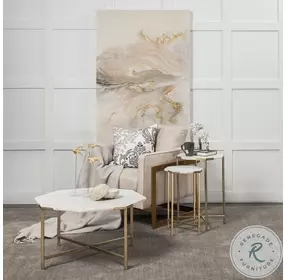 Vincent White Marble Table And Gold Metal Octagonal Coffee Table