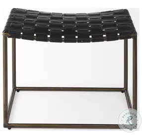 Clarissa Black Woven Leather Stool
