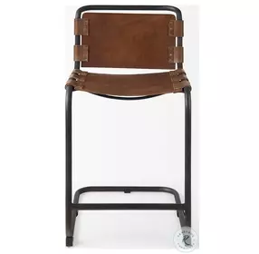 Berbick Medium Brown Leather Counter Height Stool