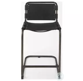 Berbick Black Leather Counter Height Stool
