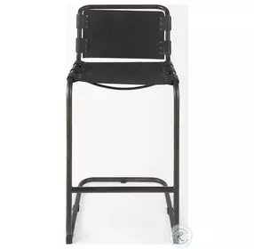 Berbick Black Leather Bar Stool