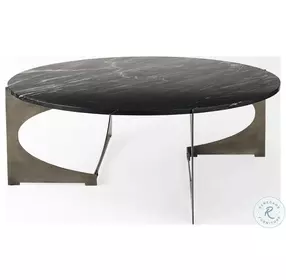 Reinhold Black Marble And Iron Coffee Table