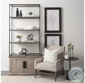 Braxton Light Brown Wood And Black Metal 2 Door Shelving Unit