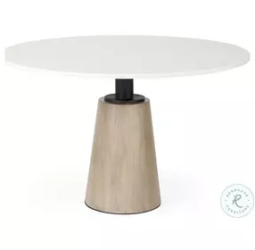 Maxwell White Marble And Light Brown Wood 48" Round Dining Room Set