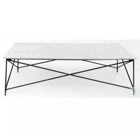 Lorlei White Marble And Gray Iron X-Shaped Coffee Table