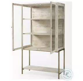 Arelius White Wood And Gold Metal Display Cabinet