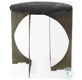 Reinhold Black Marble And Iron Side Table