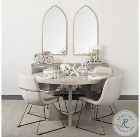 Liesl Barely Gray Wood Circular Dining Table