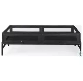 Arelius Brown Wood And Black Metal Rectangular Coffee Table