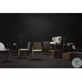 Clara Cream Fabric And Black Wood Cane Back Dining Side Chair