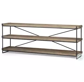Trey Medium Brown Solid Wood And Black Metal Console Table