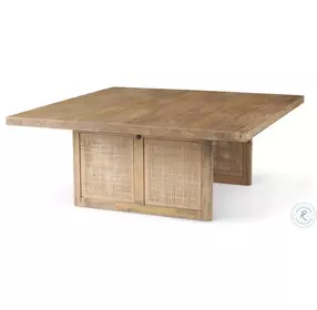 Grier Light Brown Cane Square Occasional Table Set