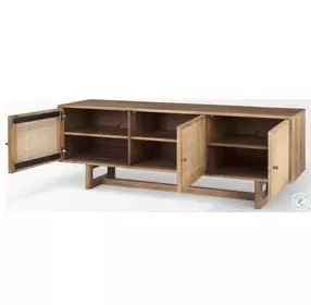 Grier Light Brown Cane 3 Door Media Console