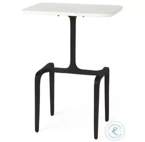 White White Marble And Black IronAccent Table