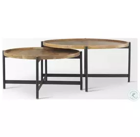 Marquisa Light Brown Wood And Black Metal Small Coffee Table