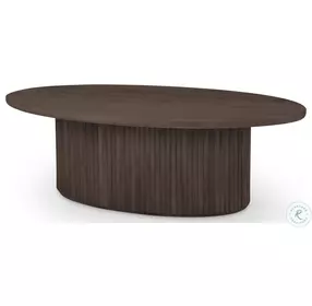 Terra Dark Brown Wood Fluted Oval Coffee Table