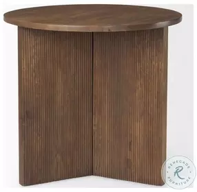 Enzo Medium Brown Fluted Wood Foyer Round Accent Table
